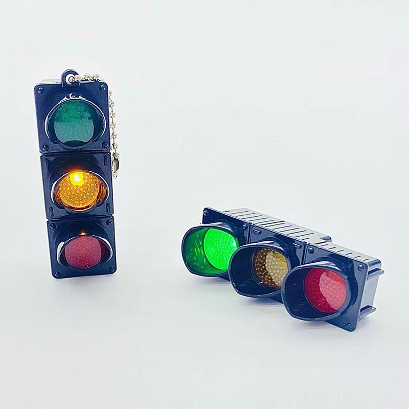 Mini Electronic Traffic Light Keychain Backpack Charm