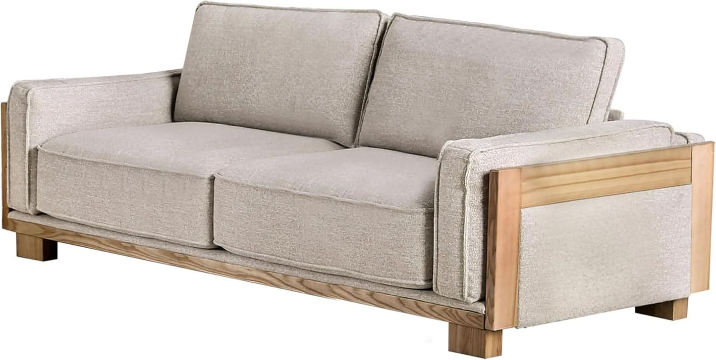 Oran Modern Sofa Set With Track Arms Light Brown Living Room