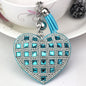LuxeCharm Sparkling Gold Rhinestone Heart Keychain | Champagne Crystal Studded Heart Bag Charm with Tassel and Bell – European Style Personalized Gift
