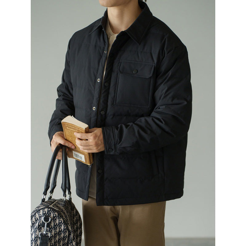 Windproof And Warm Short Puffer Jacket With A Baseball Collar For Men Thickened Outerwear