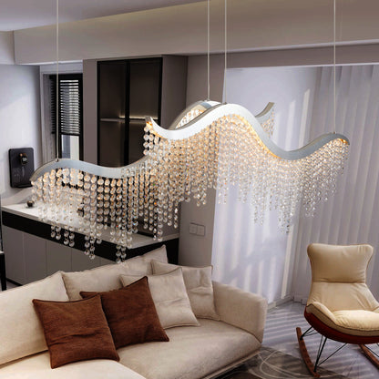 Chandelier Wave LED Crystal 36 In Modern Adjustable Color Temperature
