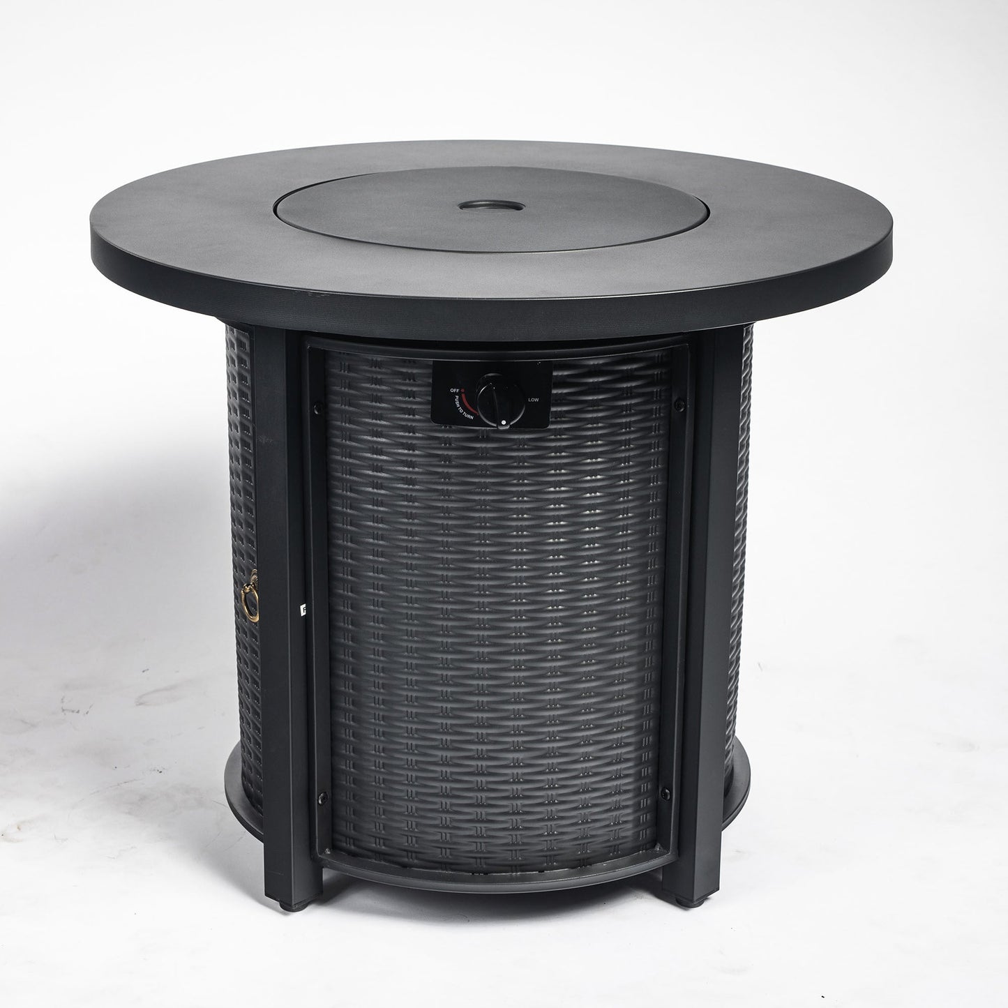30 Inch Round Propane Gas Fire Pit Table 50000 BTU, Black