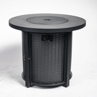 30 Inch Round Propane Gas Fire Pit Table 50000 BTU, Black