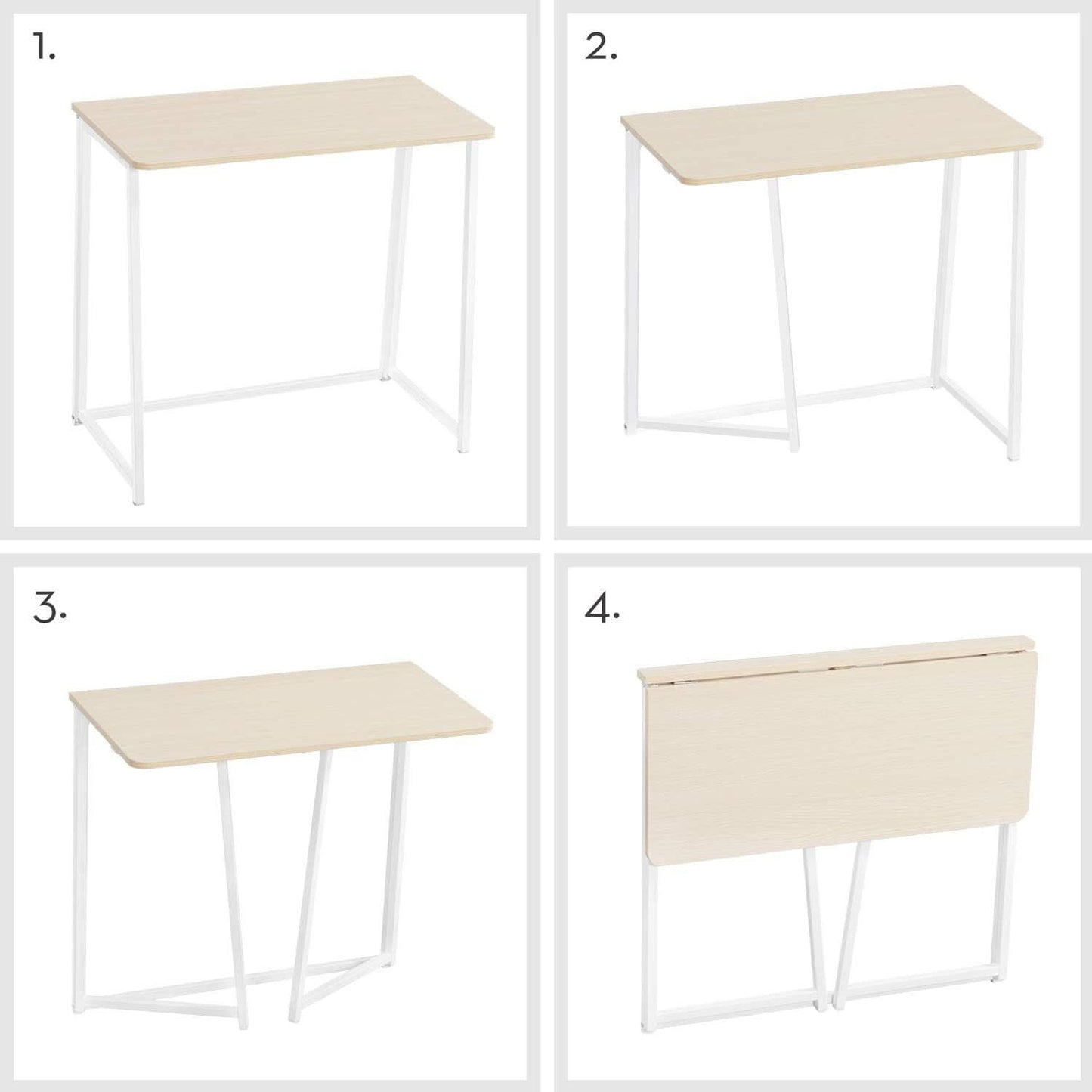 Folding Desk 31.5 Inch Oak Wood Small Space Computer Table