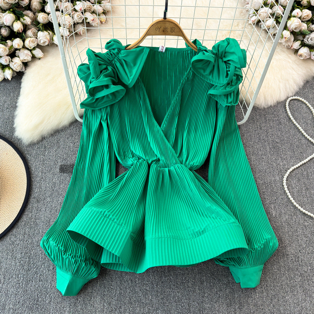 Ruffled-waist Blouse For Women Niche Style