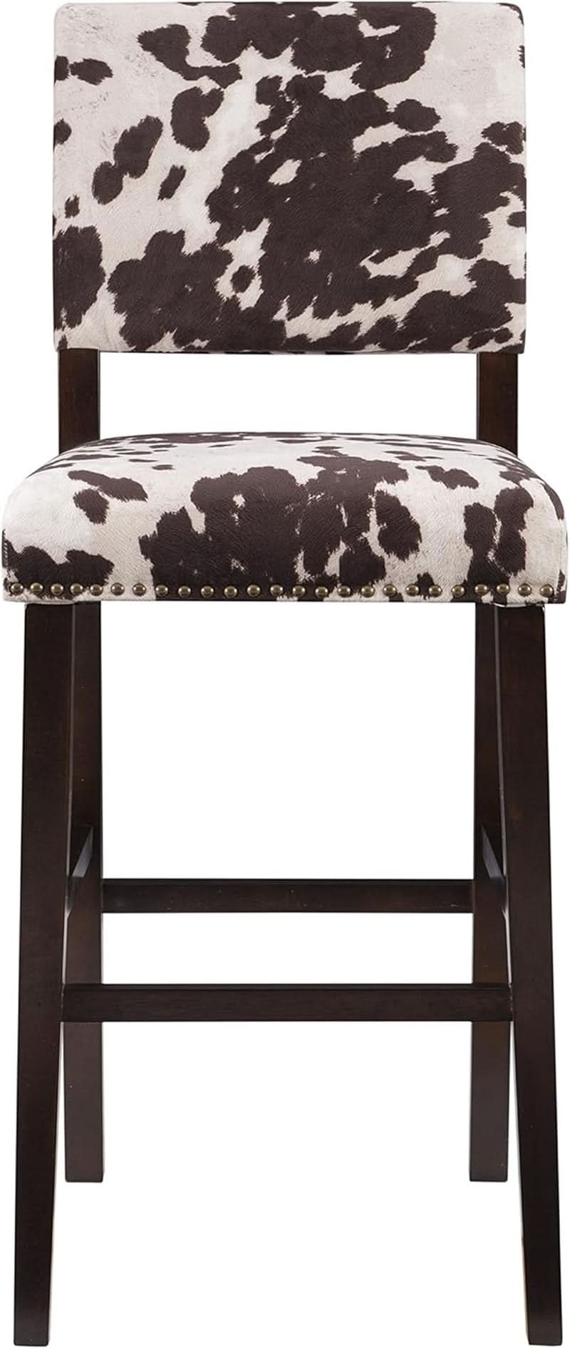 Stylish Cowhide Print Bar Stool with Comfortable Padded Seat