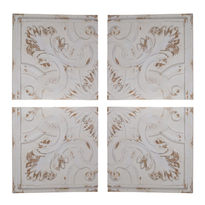 Distressed Wooden Square Wall Panels (Set of 4) - White