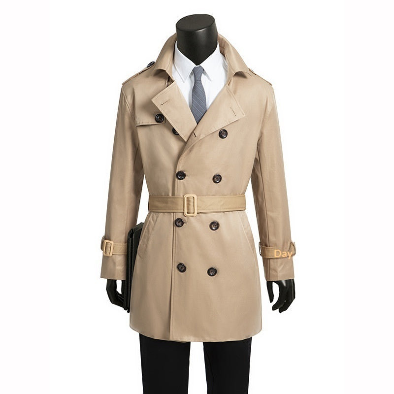 Trench Coat Slim-Fit Plus-Size British Style Mens Wear For Spring And Autumn Business Casual