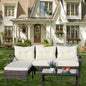 Outdoor Sectional Set PE Rattan Steel Brown Beige Cushion 3 Piece 560 LB