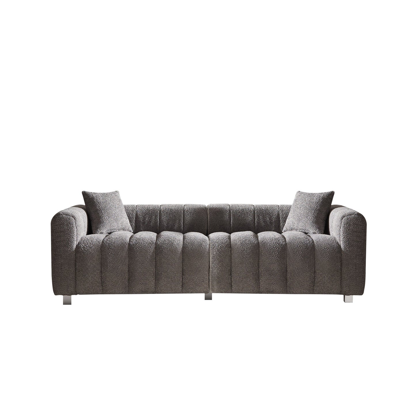 Sofa Modular Velvet Teddy Gray 3 Seat Metal Legs 87 In 750 LB