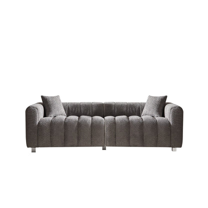 Sofa Modular Velvet Teddy Gray 3 Seat Metal Legs 87 In 750 LB