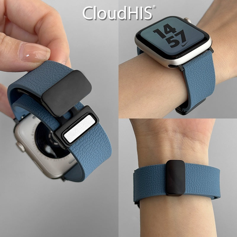 Lychee-pattern Silicone Magnetic Sports Watch Strap