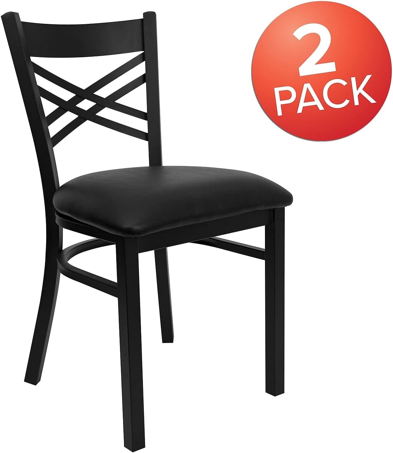 Hercules Series X Back Metal Armless Dining Chairs Black
