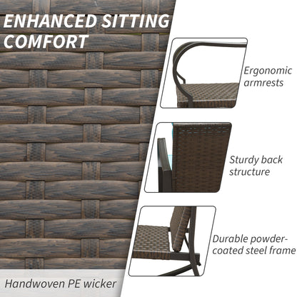 Metal 2-Person Outdoor Patio Rocking Seating Group with Cushions, Blue