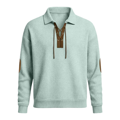 Mens Fashion Solid-Color Long-Sleeve Loose-Fit Sweatshirt