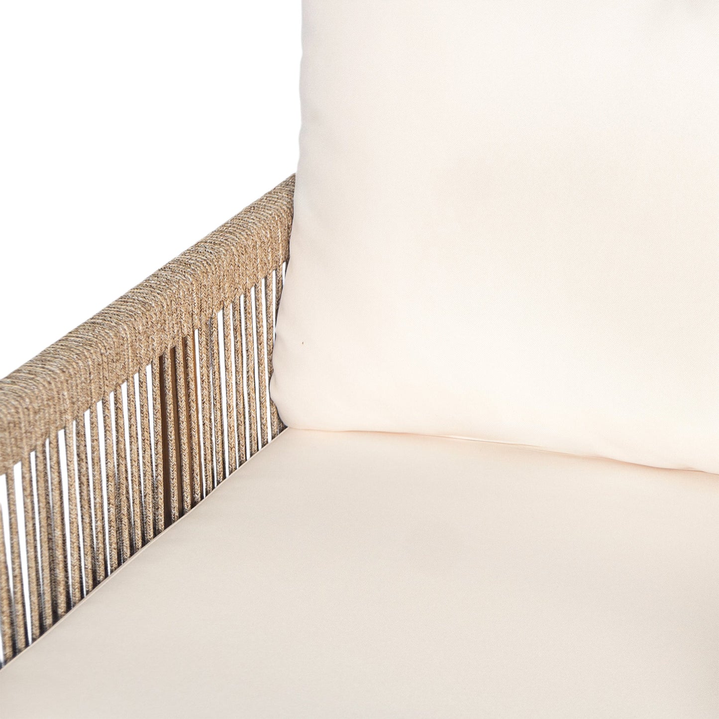 Outdoor Lounge Chair Solid Wood Teak Woven Polyester Cushion Set of 2