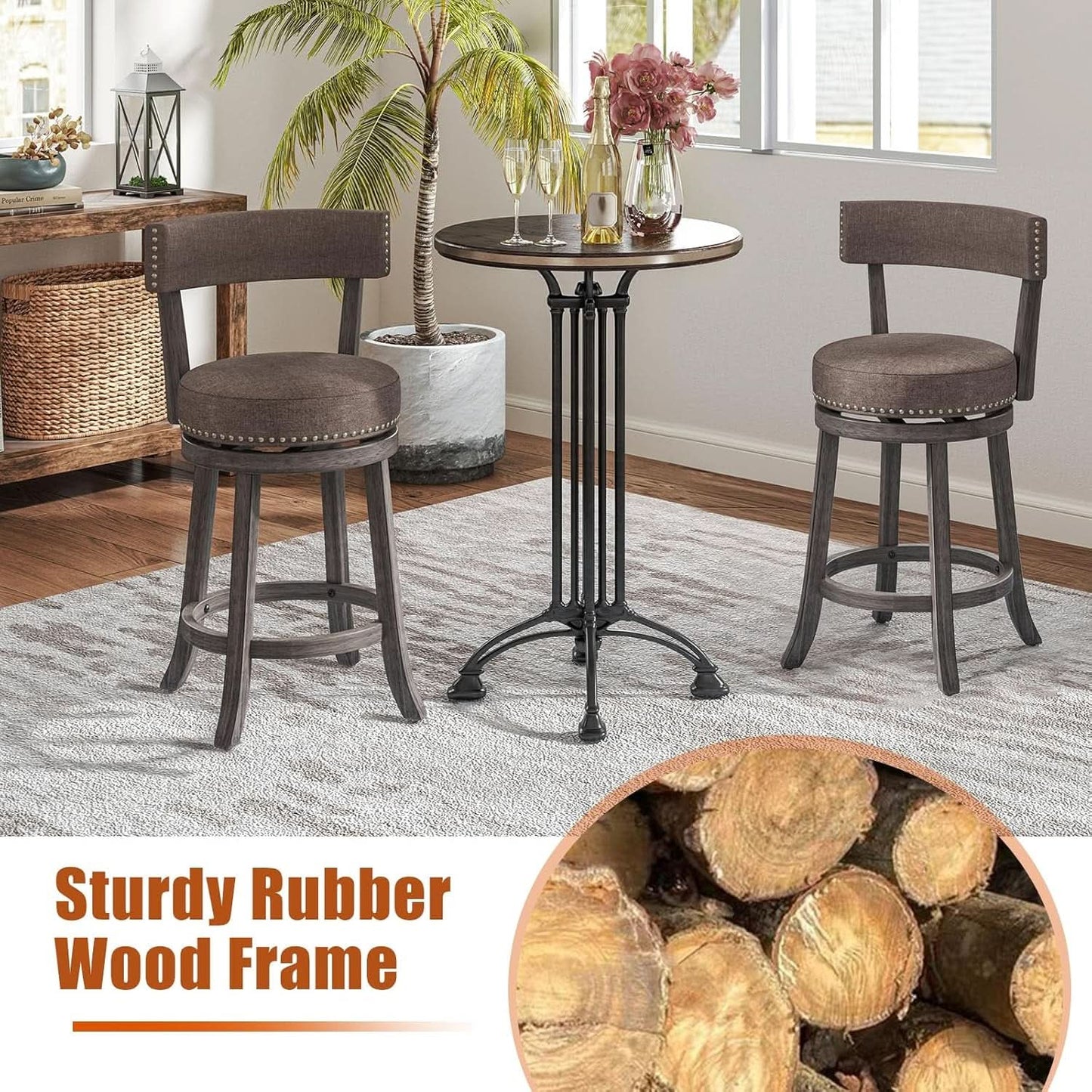 Swivel Bar Stools Set of Two for Kitchen