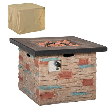 32 Inch Outdoor Propane Gas Fire Pit Table, 50,000 BTU Auto-Ignition Square