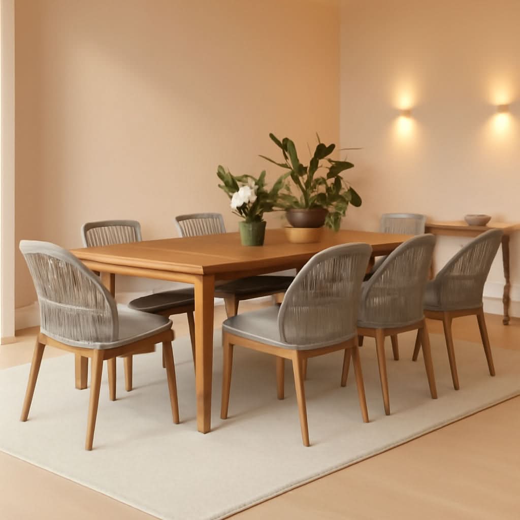 7 Piece Outdoor Dining Set With Wicker Chairs And Table