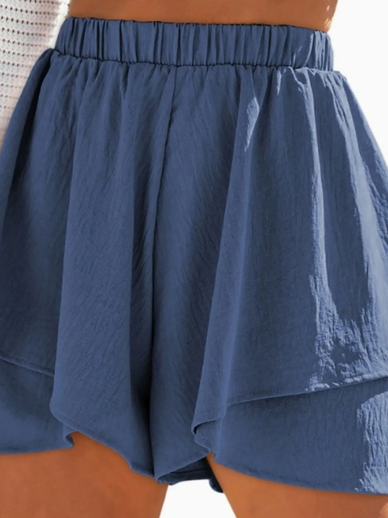 High-Waisted Elastic Waistband Layered Shorts