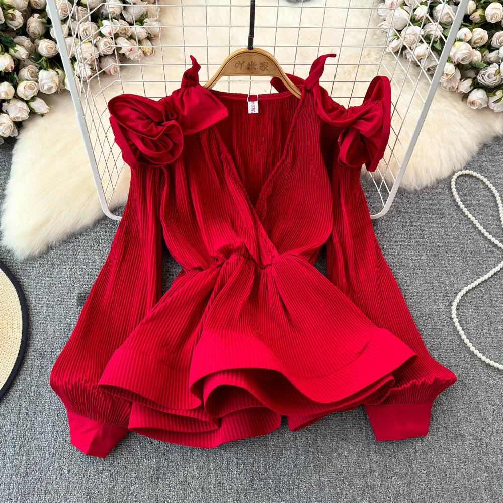 Ruffled-waist Blouse For Women Niche Style