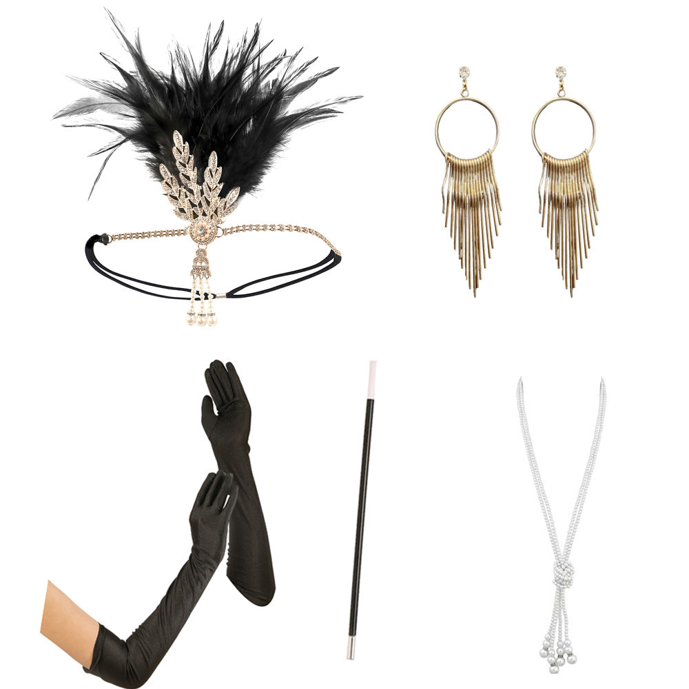 Masquerade Feather Headpiece Cross-Border Vintage Hair Band In European And American Style