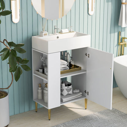 Amelia 21.6' Bathroom Vanity with Storage Cabinet, Single Ceramic Sink and Le...