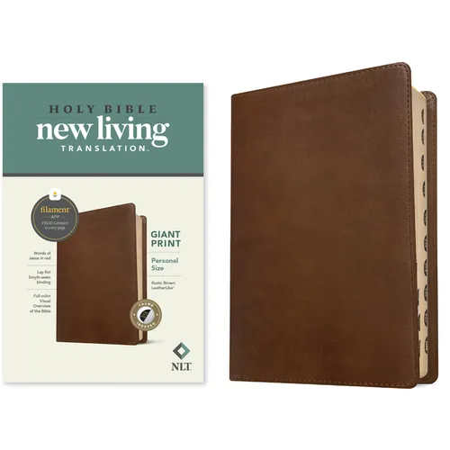 NLT Personal Size Giant Print Bible, Filament Enabled Edition (Red Letter, Leatherlike, Rustic Brown, Indexed) - Imitation Leather