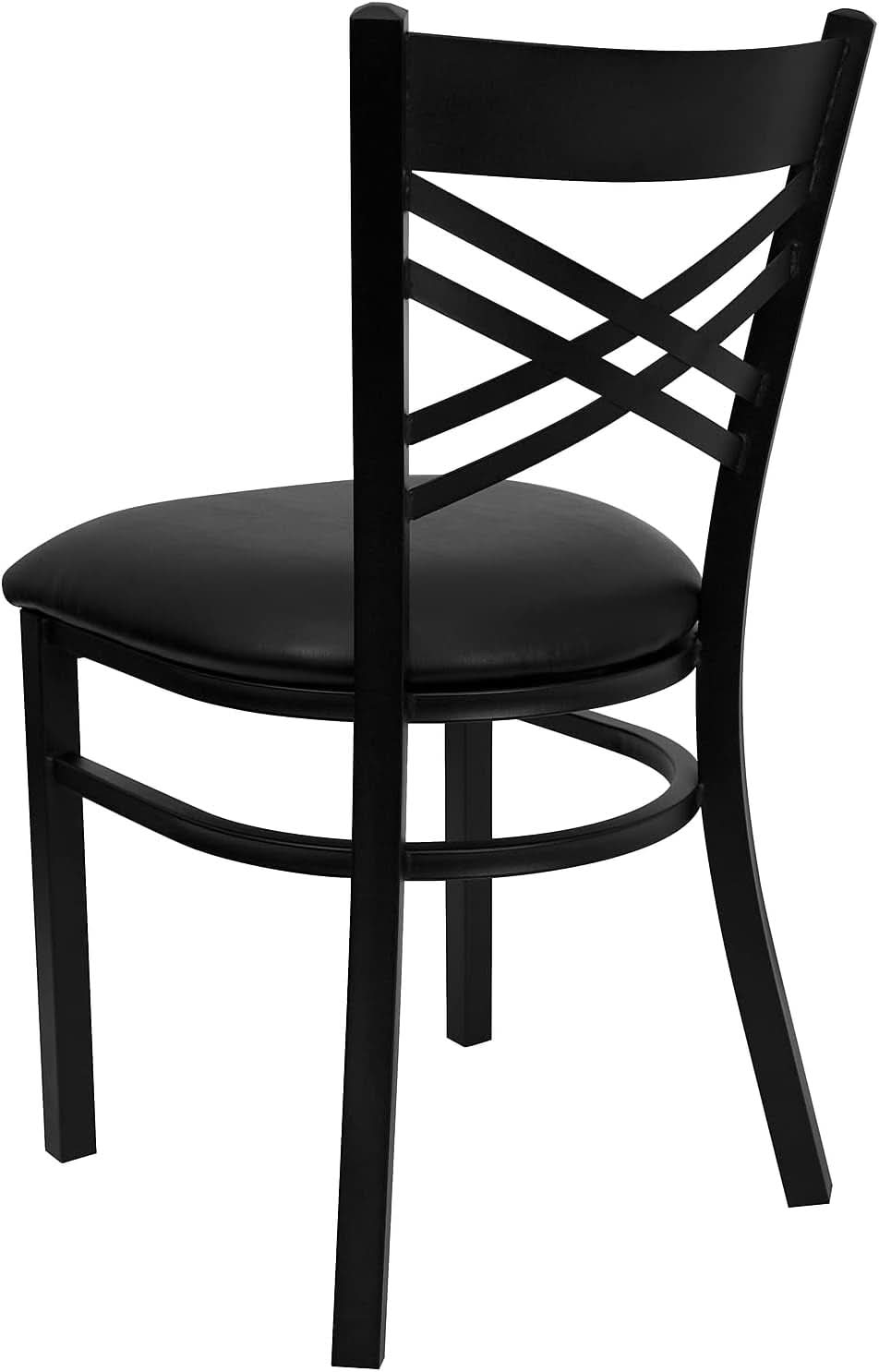 Hercules Series X Back Metal Armless Dining Chairs Black