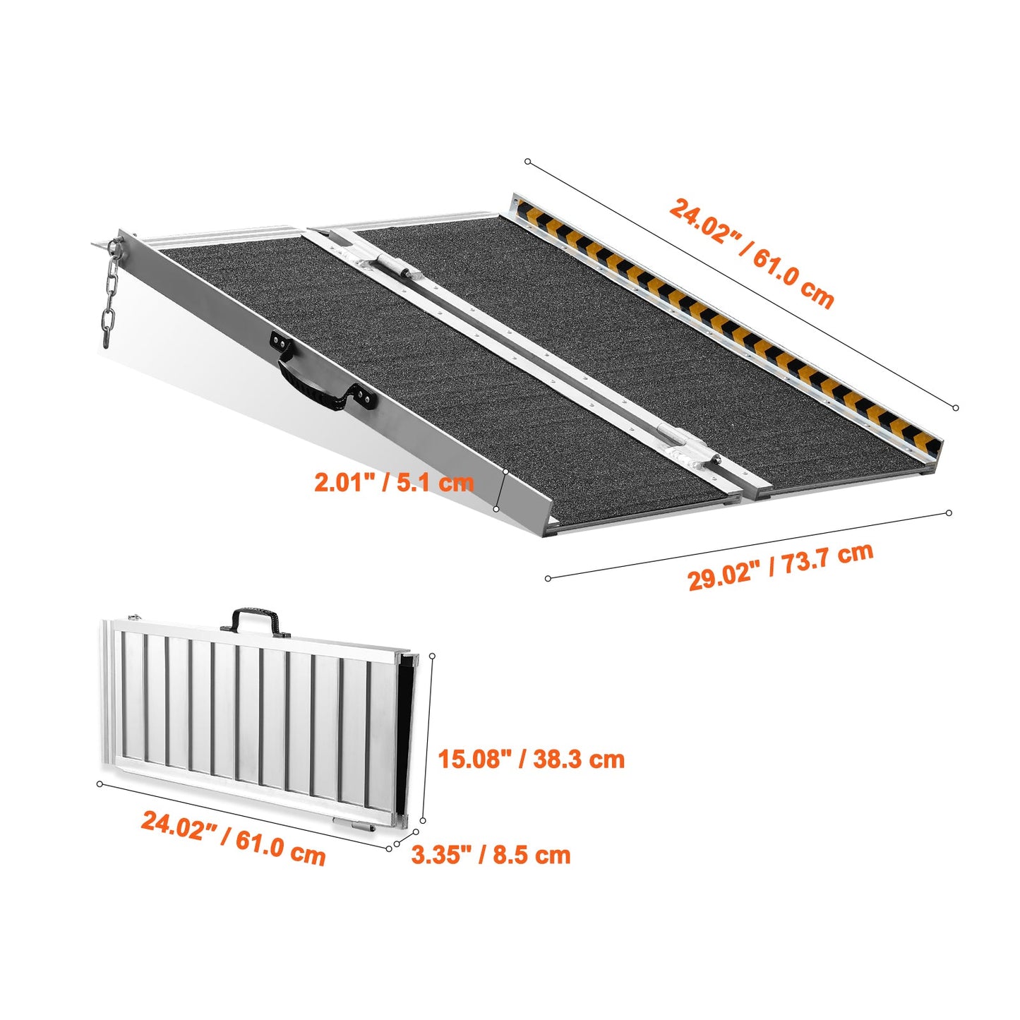 Wheelchair Ramp Aluminum 6 Ft Folding Non-Slip 800 Lb Capacity
