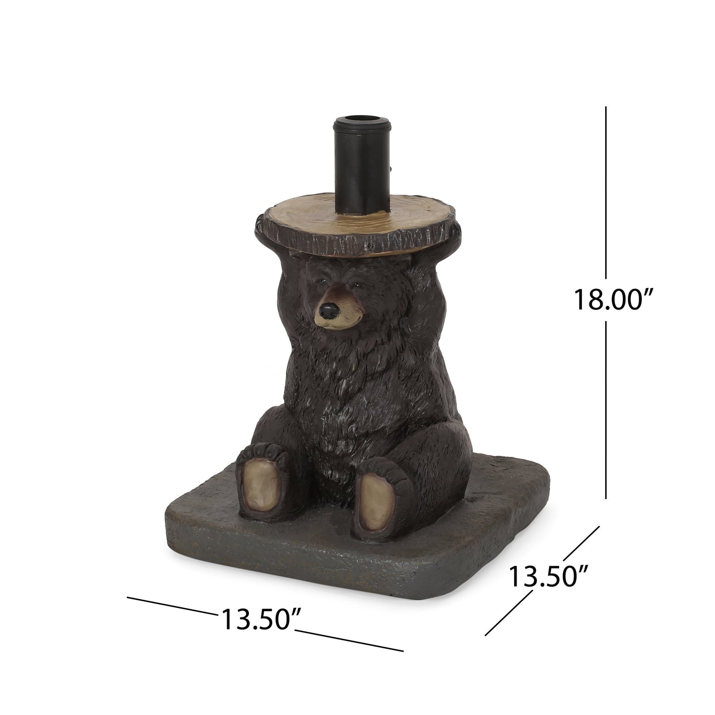 Patio Umbrella Base Bear Shape Concrete Dark Brown 13.5x18 In 56 LB