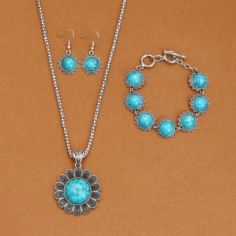 European And American Ethnic Bohemian Turquoise Necklace For Women