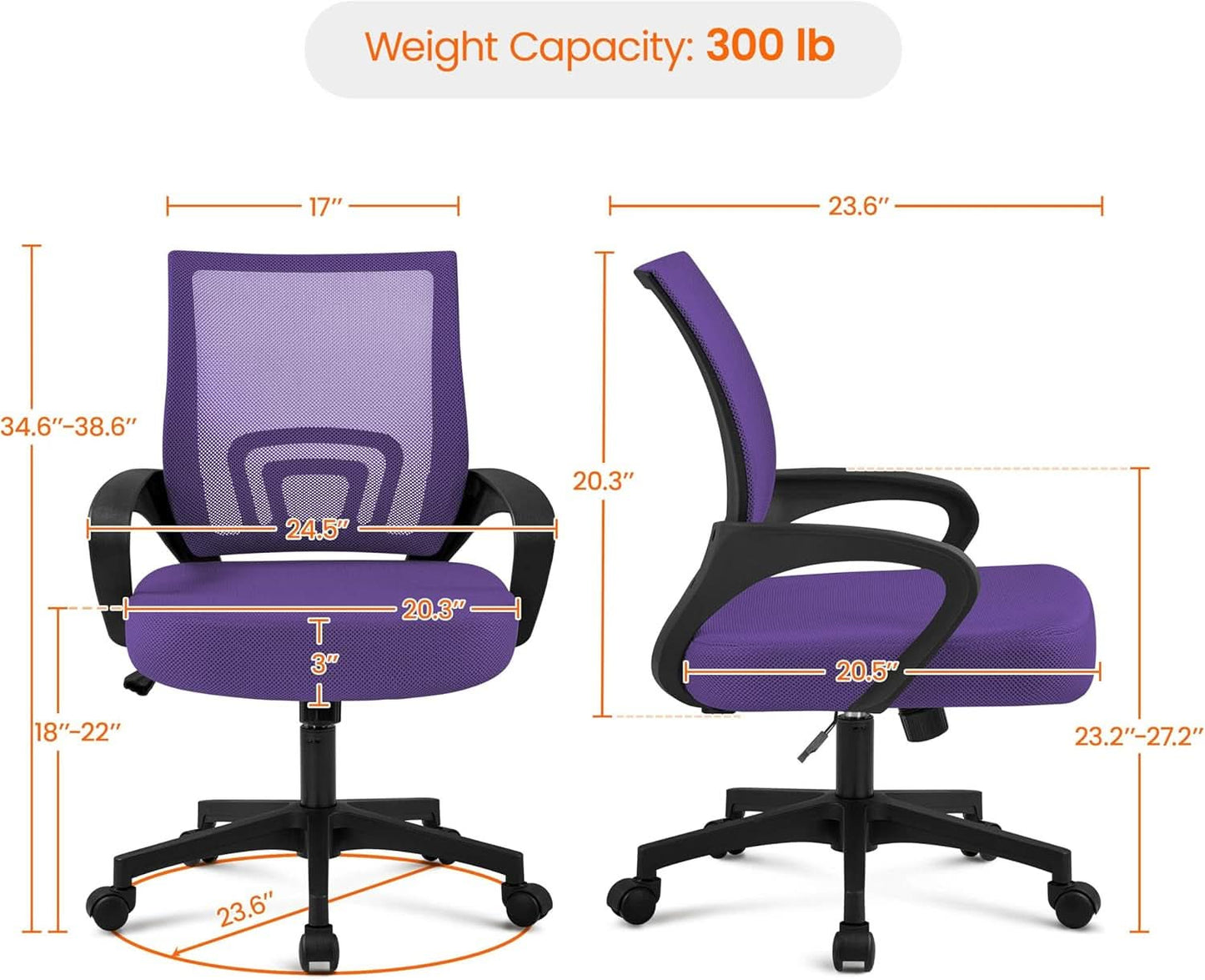 Ergonomic Purple Mesh Office Chair With Lumbar Support