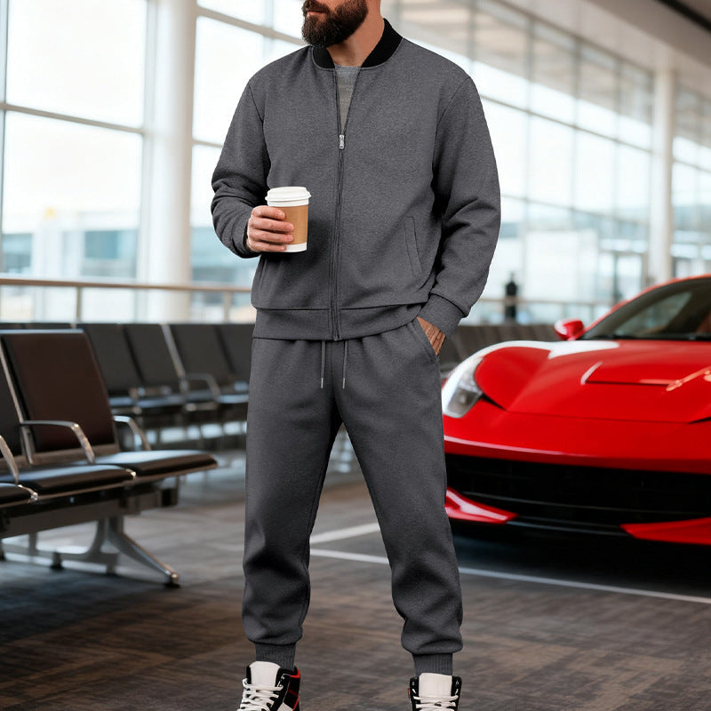 Mens Yolk-zip Baseball Jacket And Sportswear Set