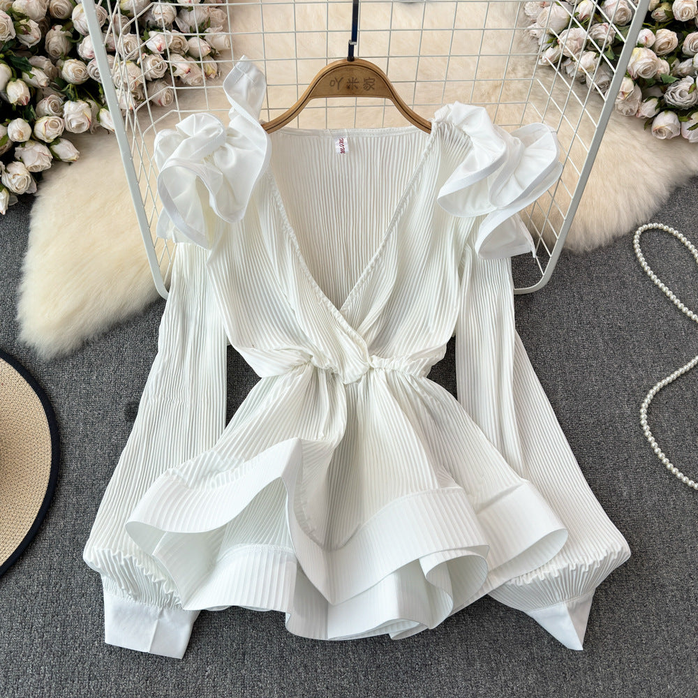 Ruffled-waist Blouse For Women Niche Style