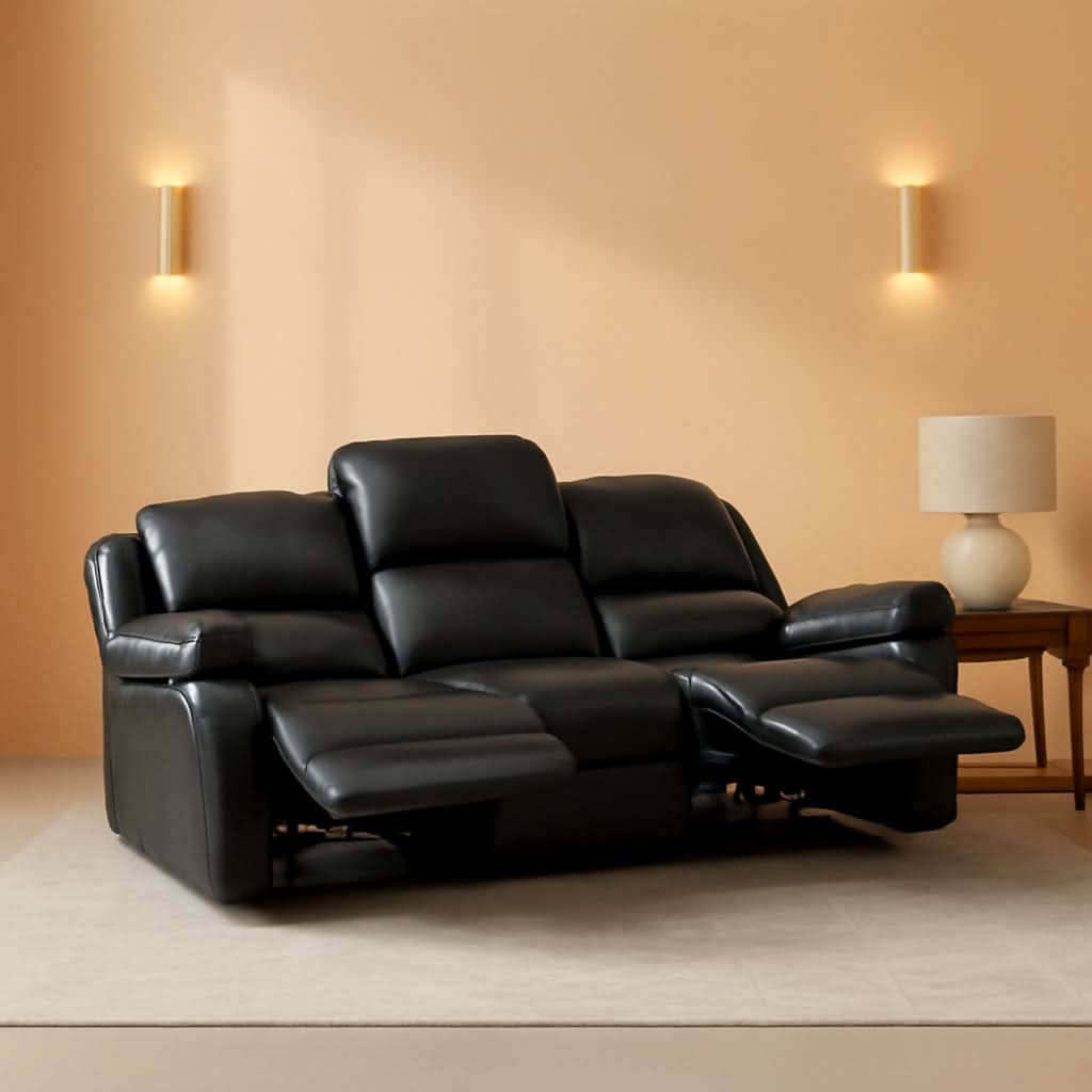 Humphreys Double Reclining Loveseat Black Faux Leather