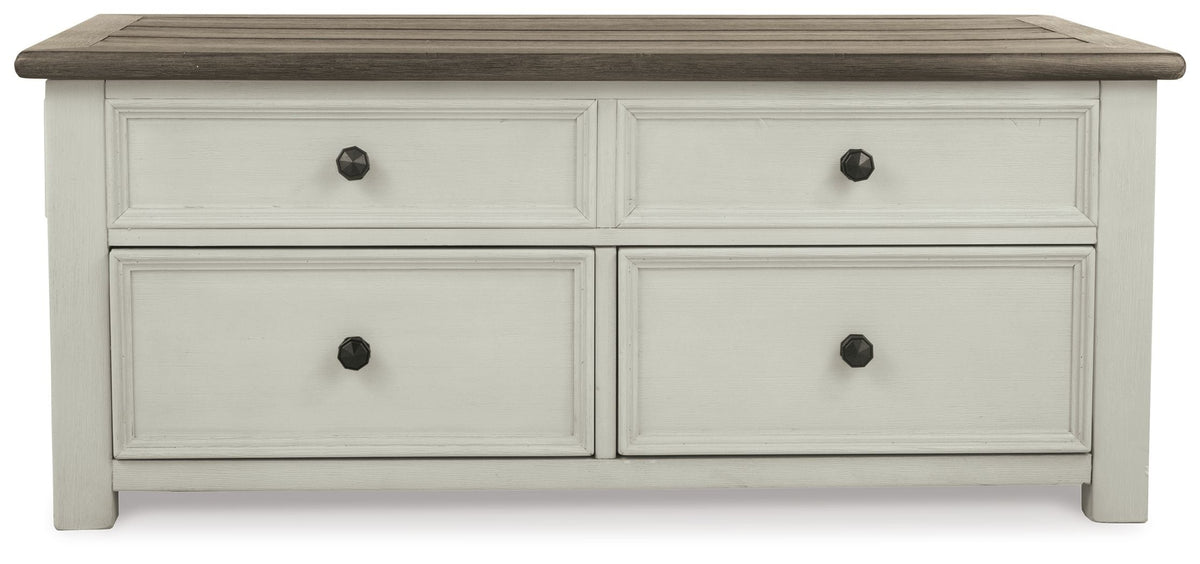 Bolanburg - Lift Top Cocktail Table - White / Brown / Beige