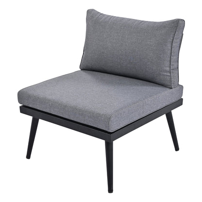 Outdoor Sectional Set Acacia Wood Steel Gray with Nesting Tables