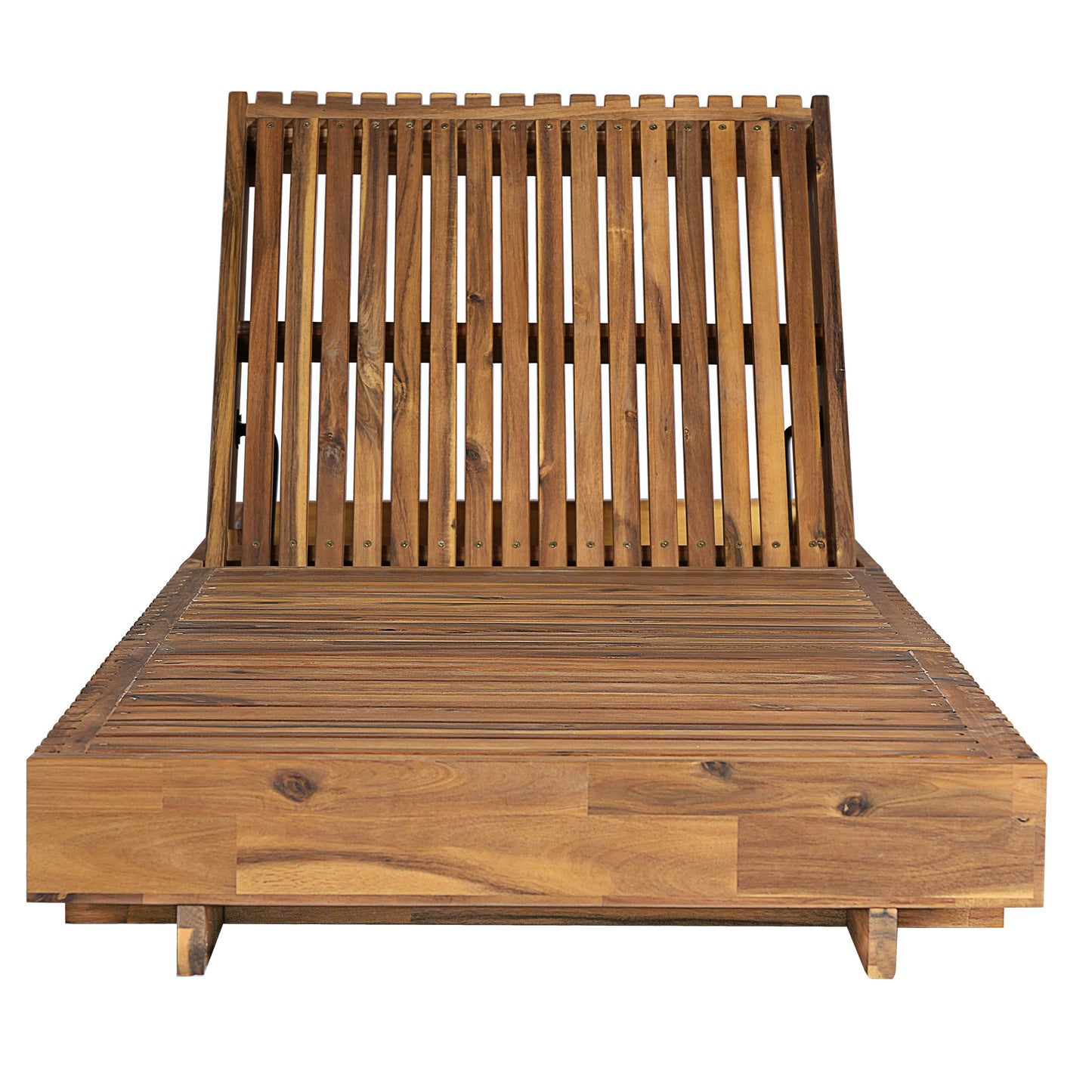 Outdoor Chaise Lounge Acacia Wood Dark Gray 6 Position Adjustable