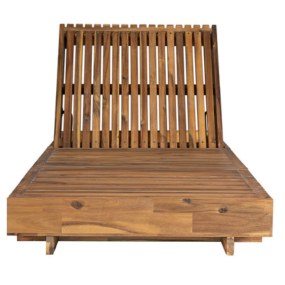 Outdoor Chaise Lounge Acacia Wood Dark Gray 6 Position Adjustable