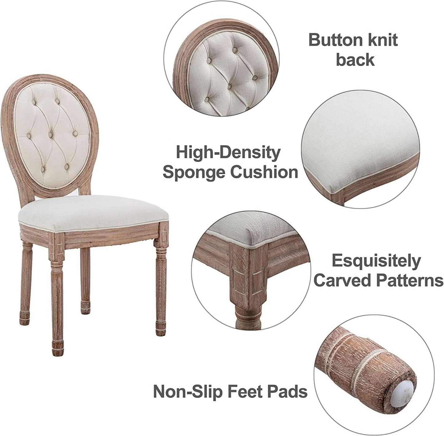 French Country Dining Chairs Oak Finish Button Back