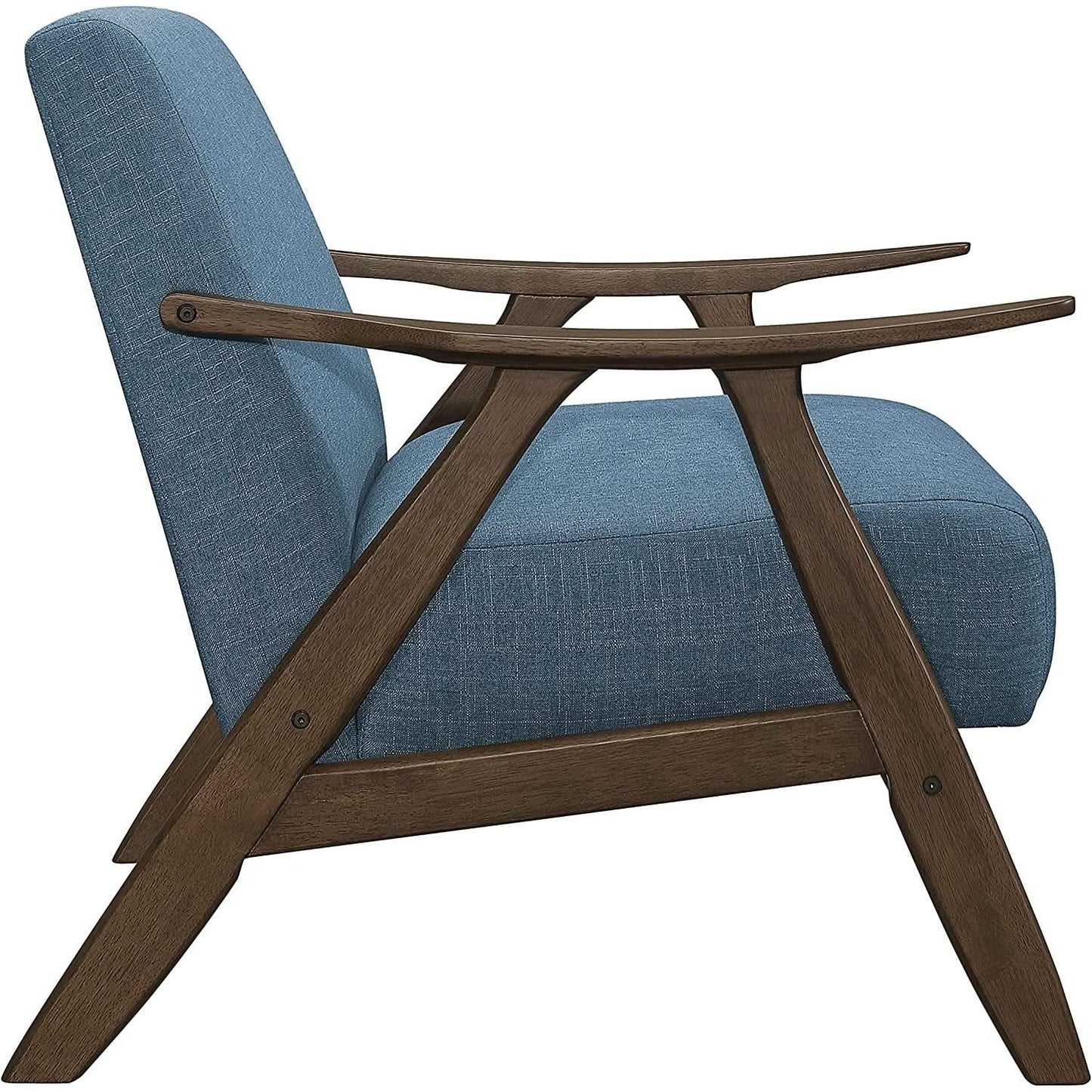 Blue Elle Accent Chair With Linen Upholstery Retro Style