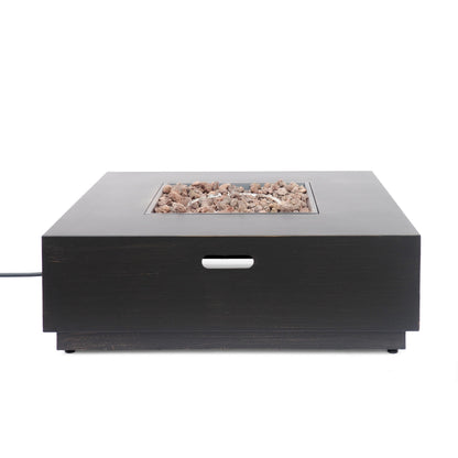 Stylish 40' Square Fire Pit in Brown and Gold Iron for Outdoor Warmth