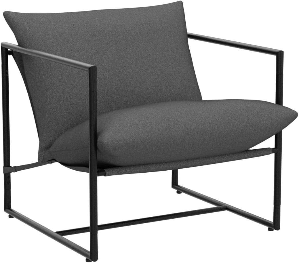 Aidan Sling Chair Dark Grey Metal Frame Shredded Foam
