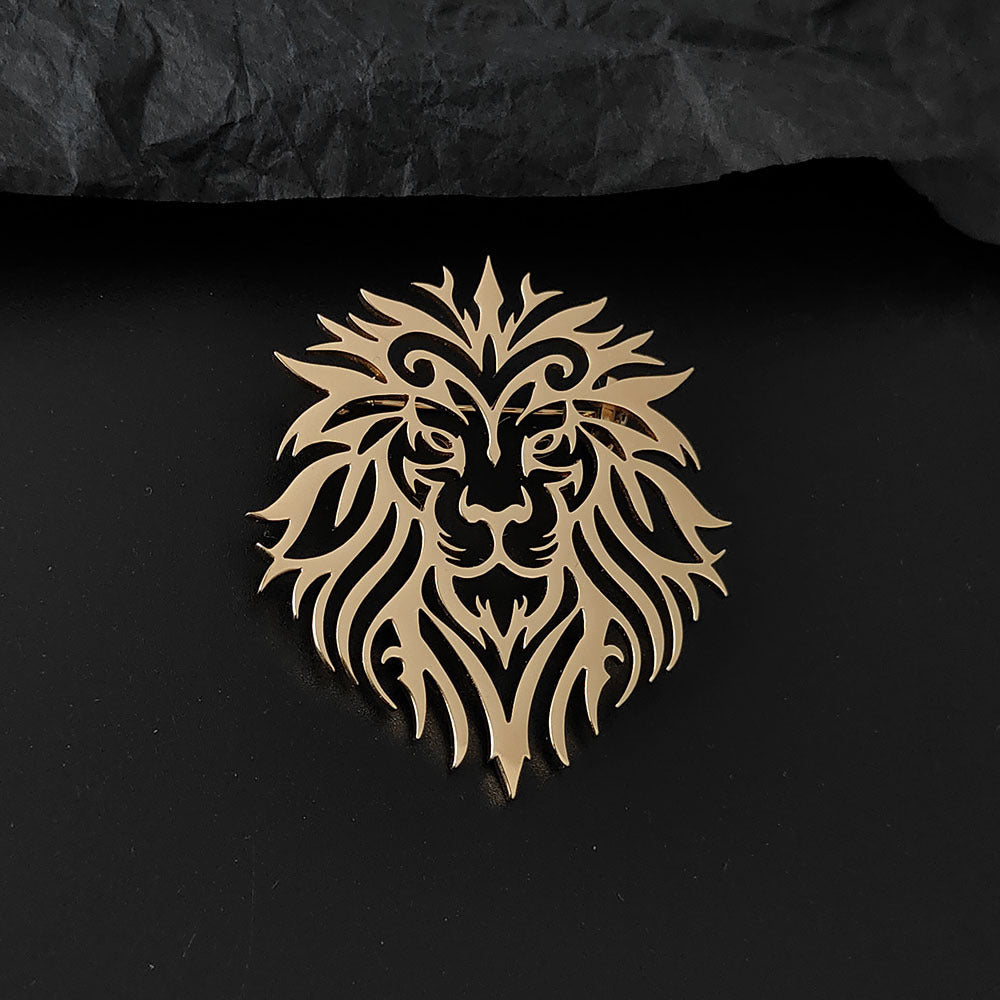 Retro Hollowed-Out Lion Brooch Accessory