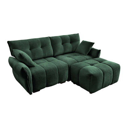 Sofa Set With Ottoman And Pillows, Textured, High Resilience Cushions
