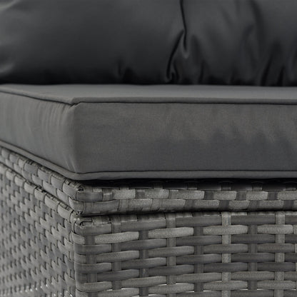 Outdoor Sectional Set PE Wicker Steel Gray Half Moon 8 Piece 250 LB