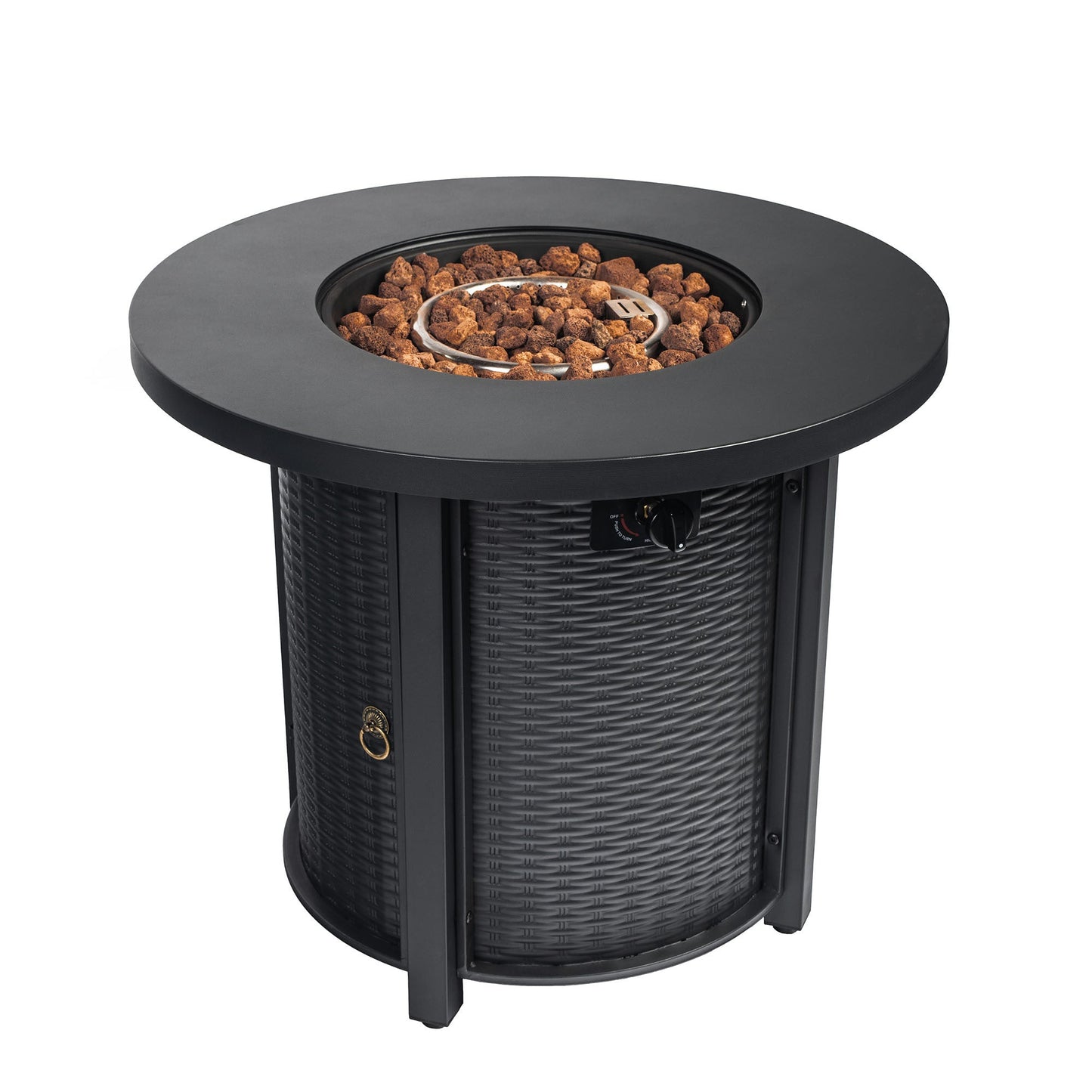 30 Inch Round Propane Gas Fire Pit Table 50000 BTU, Black