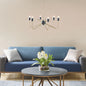 6-Light Antique Brass & Black Chandelier | Modern Two-Tone Ceiling Light with Upright Angular Arms — Adjustable 19"–49", Dining Room & Kitchen