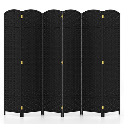 6-Panel Room Divider 5.6 FT Tall Folding Privacy Screen with Hand-woven Texture